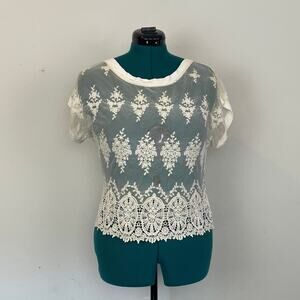 Icon Sheer Lace T-Shirt, Size M